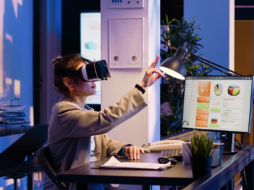 a woman making use of AI in digital advertising