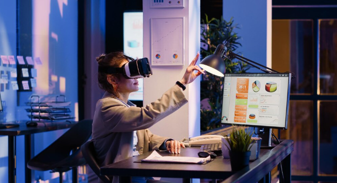 The Role of AI in Modern Digital Advertising a woman making use of AI in digital advertising